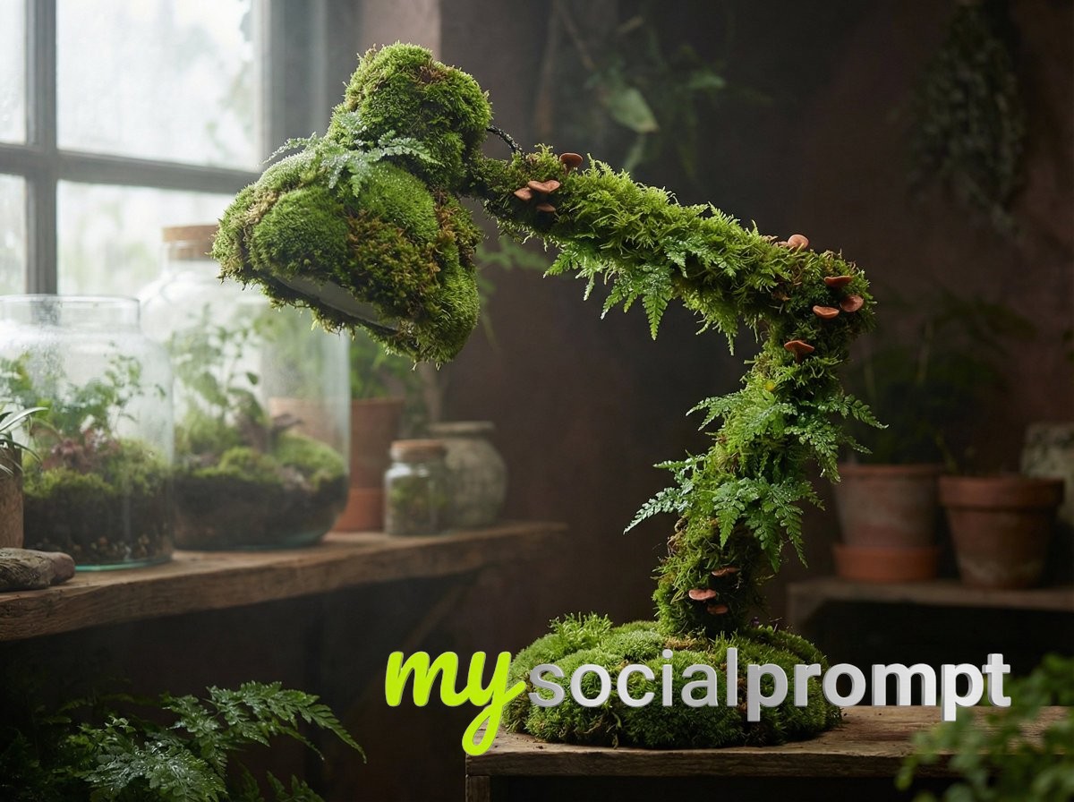 nanobanana prompt: Biophilic Product Photography with Living Moss Textures