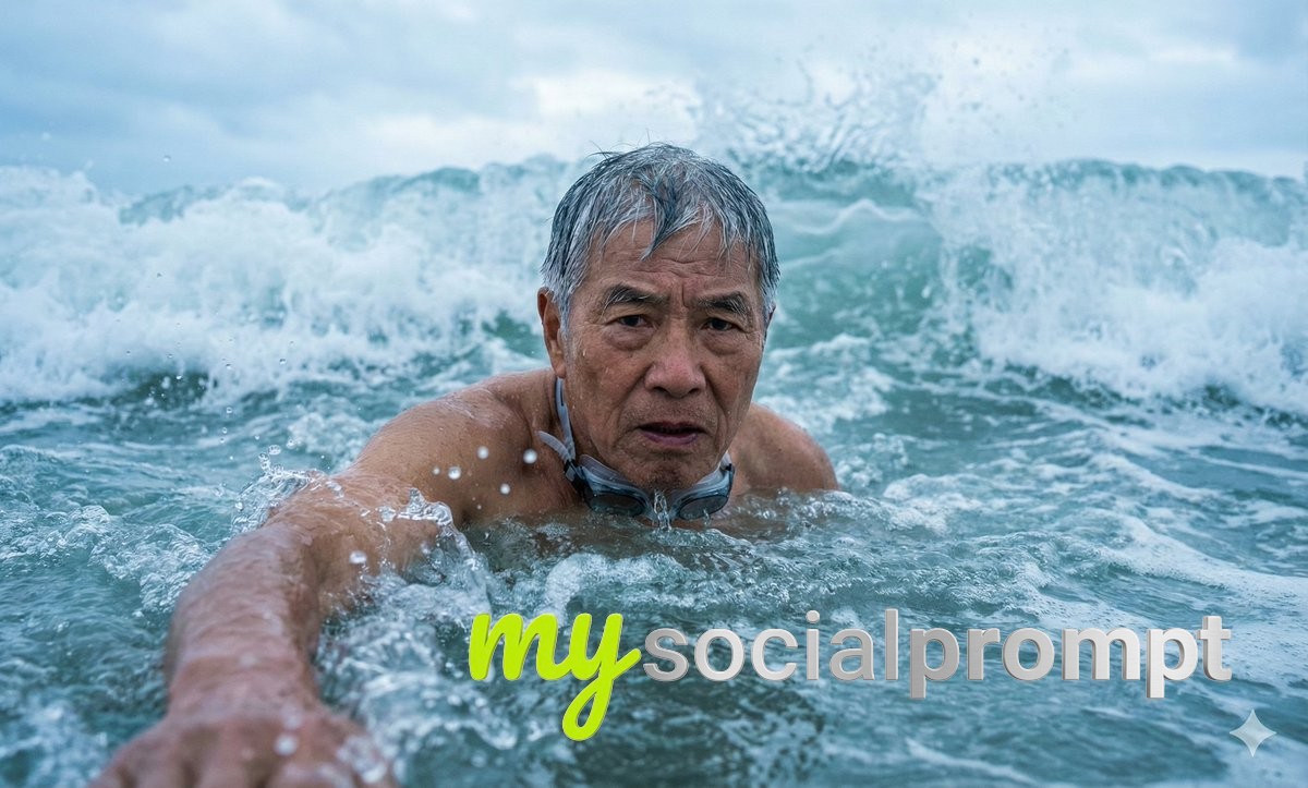 nanobanana prompt: Dramatic Wave Tunnel Portrait with Cinematic Lighting 2