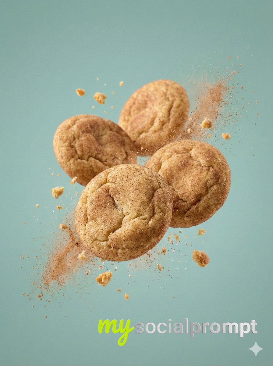 nanobanana prompt: Cinematic Biscuit Photography with Floating Ingredients 2