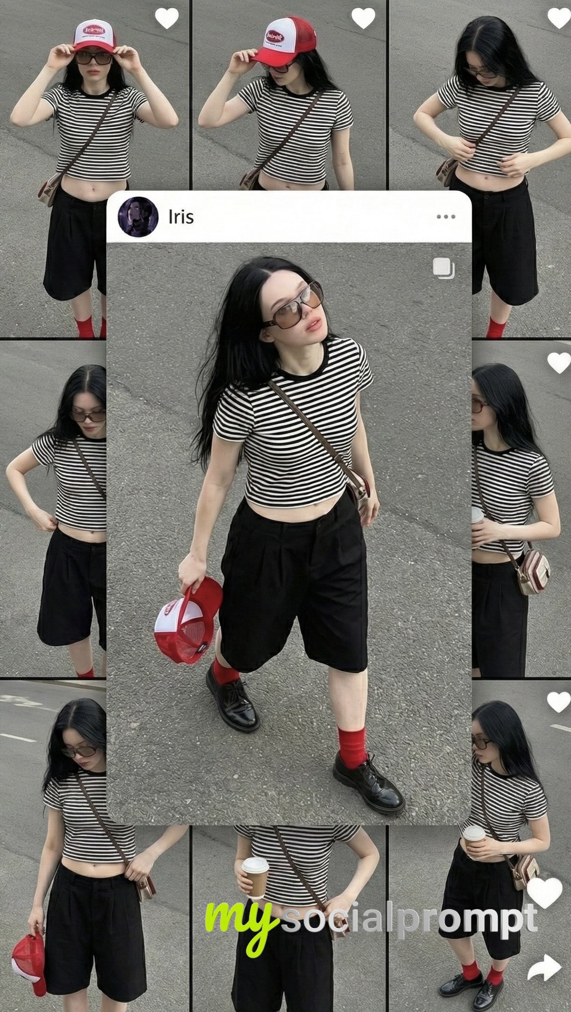 nanobanana prompt: Urban Fashion Grid Collage with Cinematic Lighting