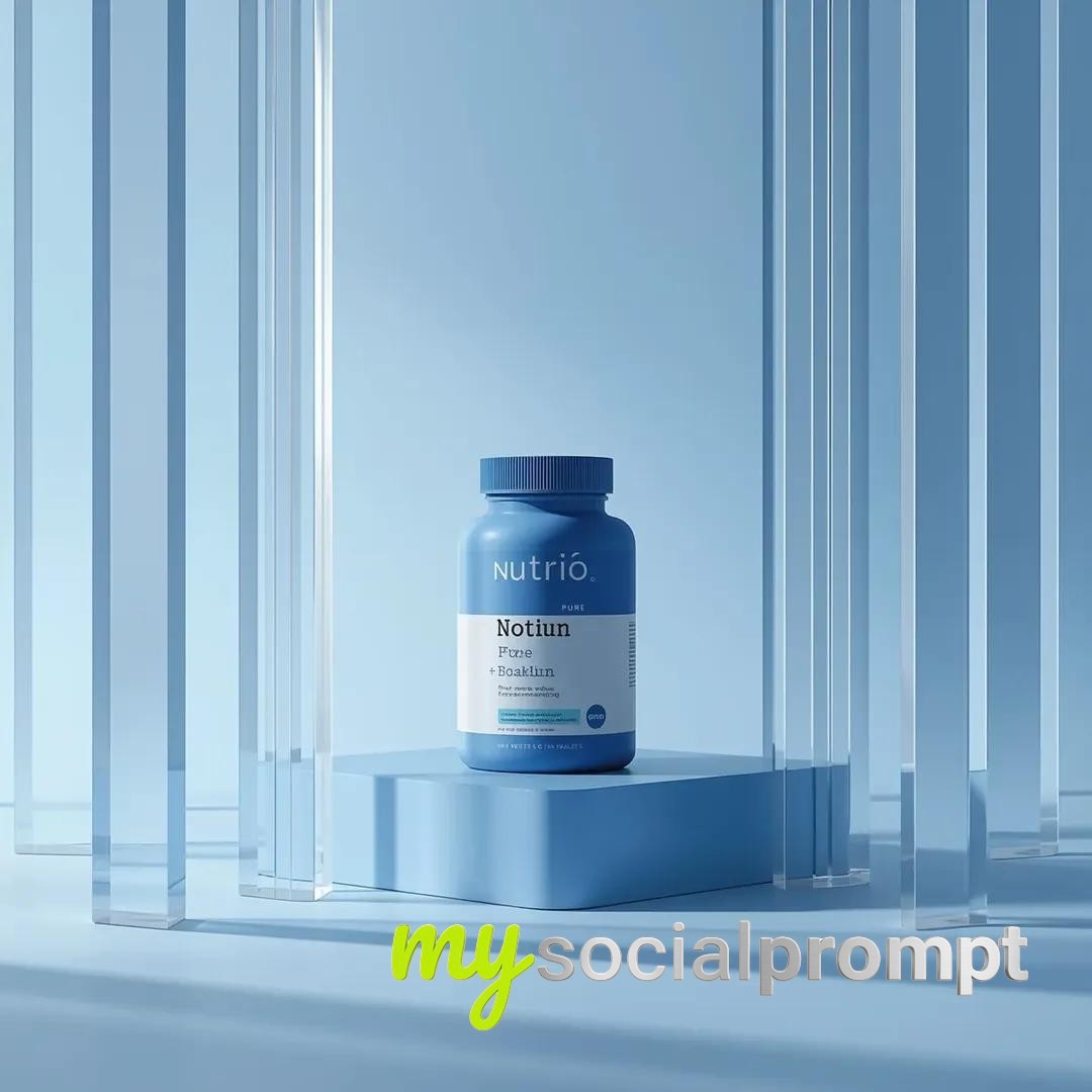 nanobanana prompt: Minimalist Product Photography of NUTRIO Pure Biotin Supplement with Acrylic Reflections 3