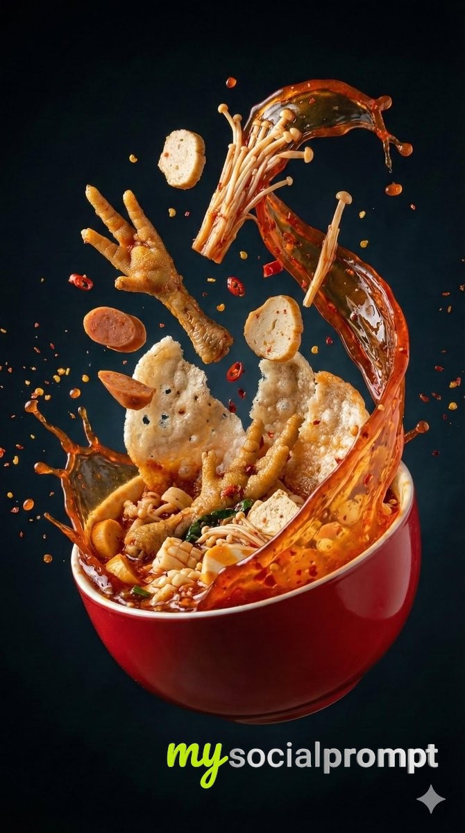 nanobanana prompt: Culinary Deconstruction with Cinematic Motion & Textural Detail 2