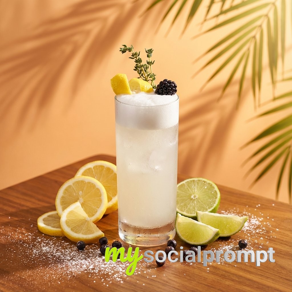 nanobanana prompt: High-Angle Cocktail Photography with Golden Hour Lighting 2