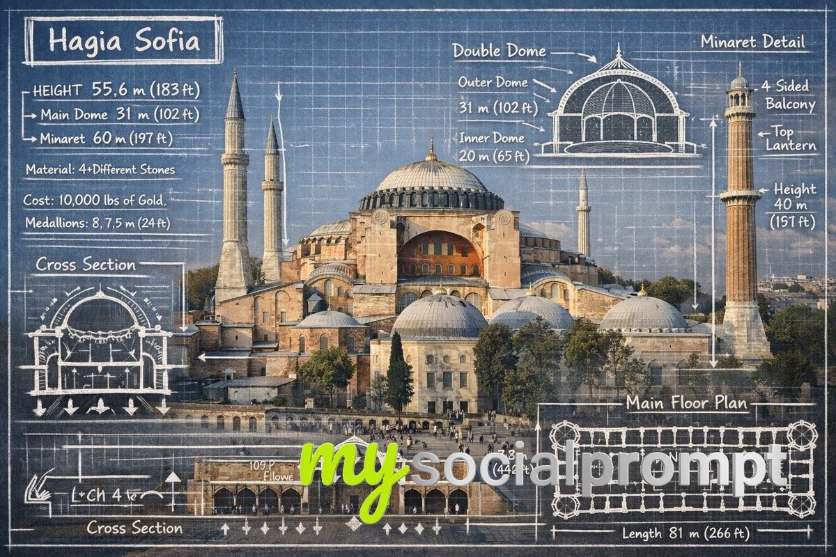 nanobanana prompt: Architectural Infographic with Blueprint Annotations
