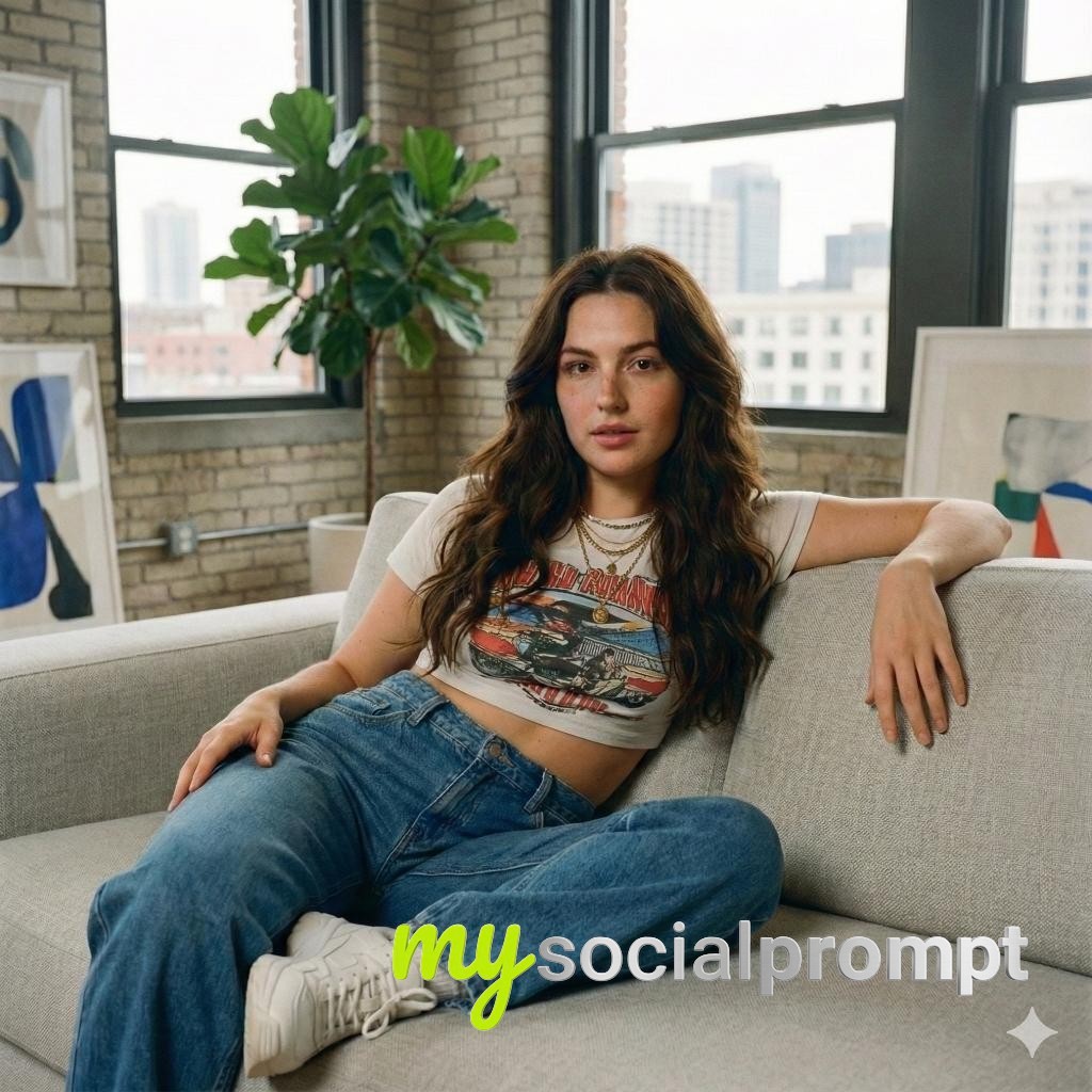 nanobanana prompt: Lifestyle Editorial Portrait with Natural Daylight and Urban Loft Setting