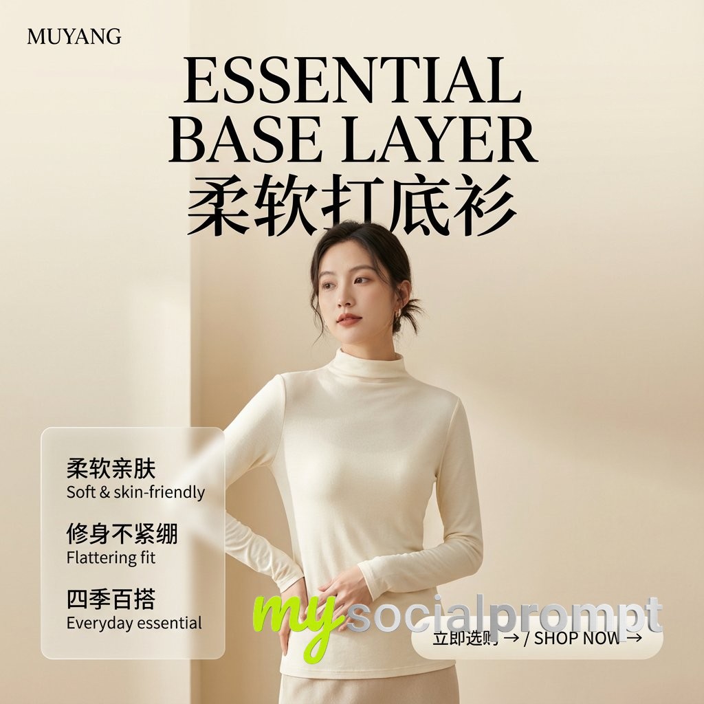 nanobanana prompt: Minimalist Fashion Editorial with Asian Model in Neutral Knitwear