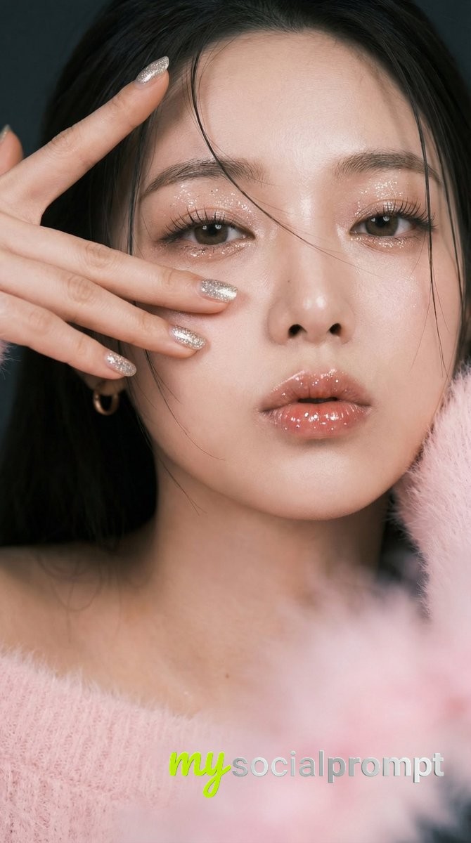nanobanana prompt: Glamorous K-Beauty Editorial Portrait with Cinematic Lighting