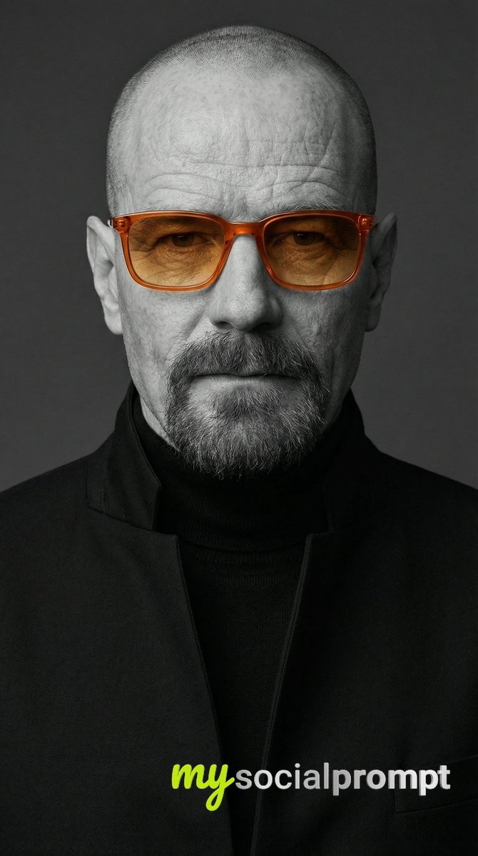 nanobanana prompt: Editorial Portrait with Selective Orange Color & Cinematic Lighting