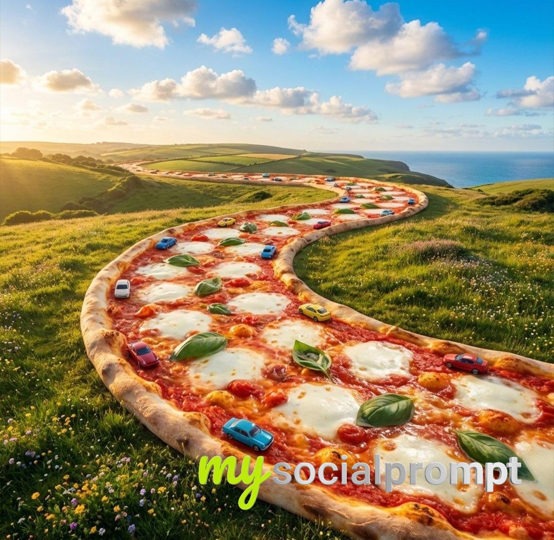 nanobanana prompt: Surreal Pizza Landscapes with Cinematic Fantasy Lighting 3