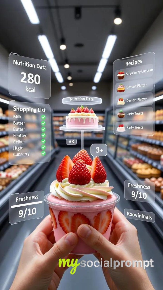 nanobanana prompt: Futuristic AR Supermarket POV with Cinematic Lighting