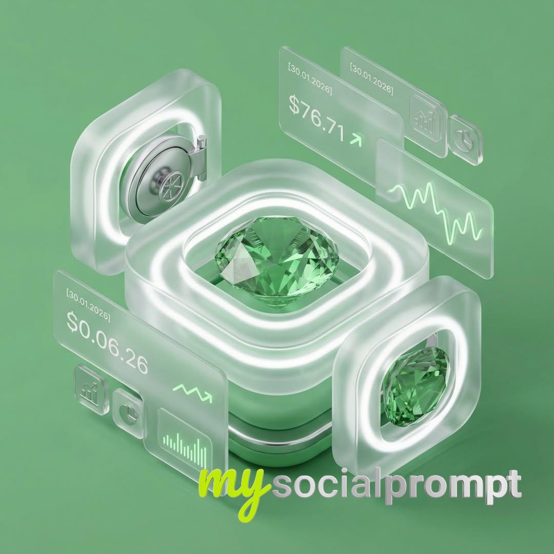 nanobanana prompt: Isometric Glassmorphism Composition with Hyper-realistic Gold 3