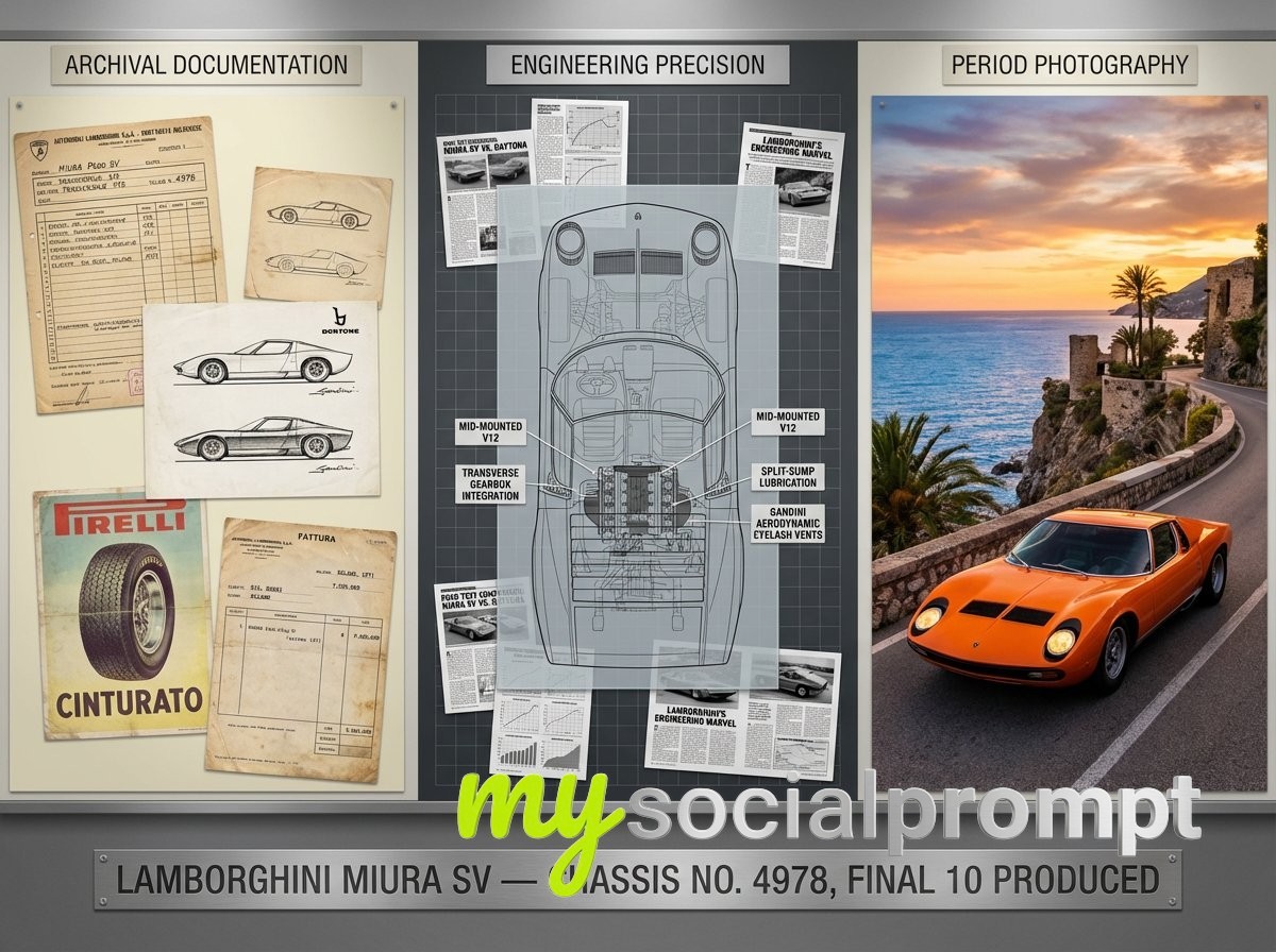 nanobanana prompt: Automotive Historian’s Documentation Board — Technical Blueprint & Provenance 3