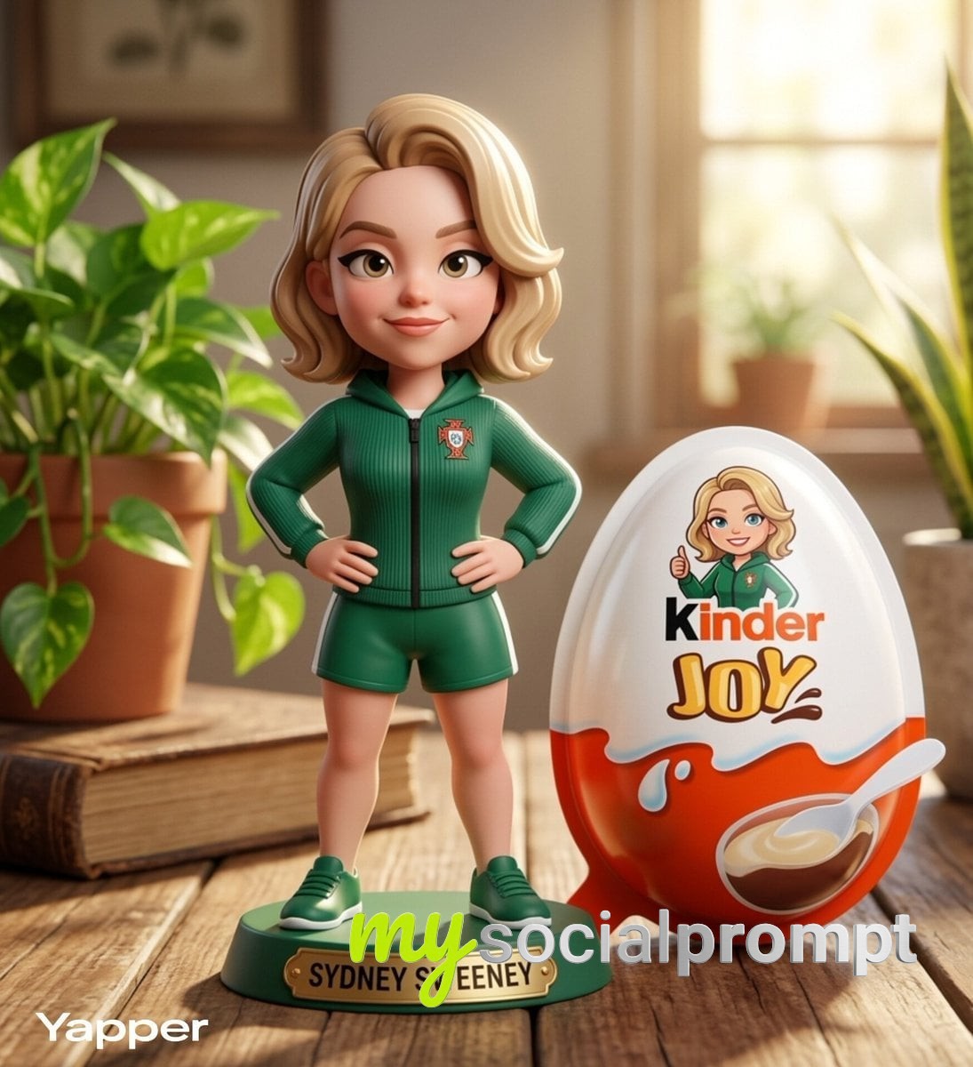 nanobanana prompt: Pixar-Style Ronaldo Figurine with Kinder Joy Egg – Cinematic 3D Toy Photography 2