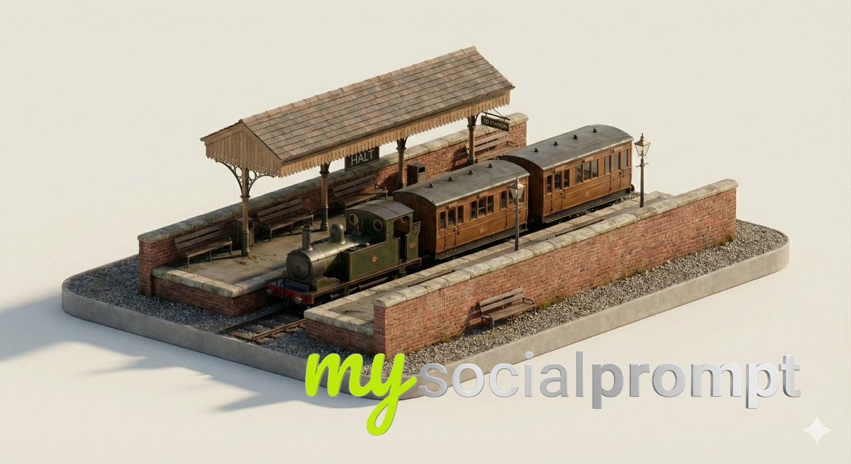 nanobanana prompt: Isometric Diorama of a Minimalist City Transport Stop 3