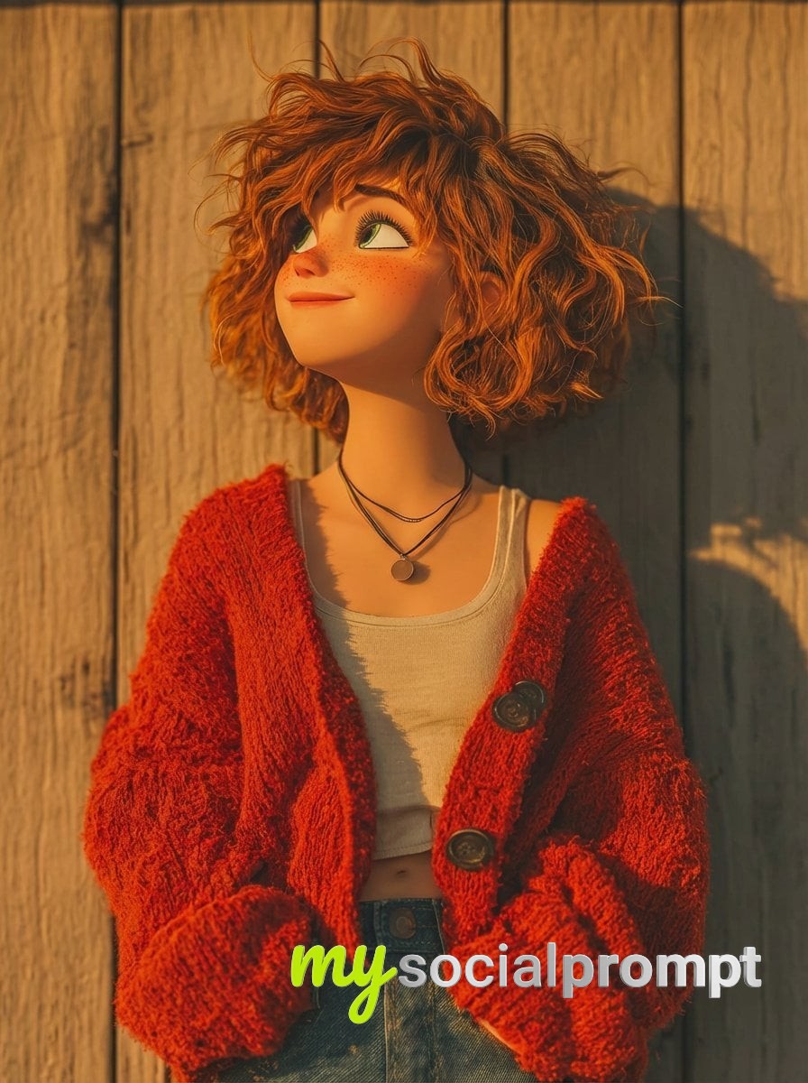 nanobanana prompt: Cozy Autumn Pixar-Style 3D Portrait with Cinematic Lighting and Warm Tones