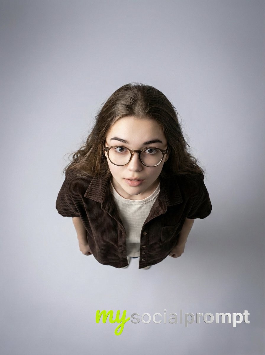 nanobanana prompt: Aerial Studio Portrait with Minimalist Composition