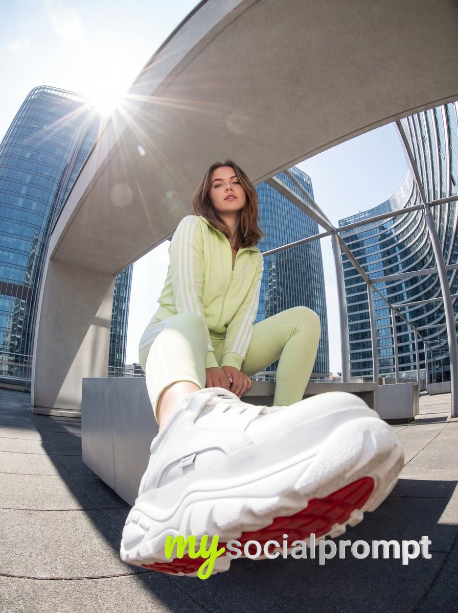 nanobanana prompt: Urban Streetwear with Fisheye Lens and Cinematic Lighting