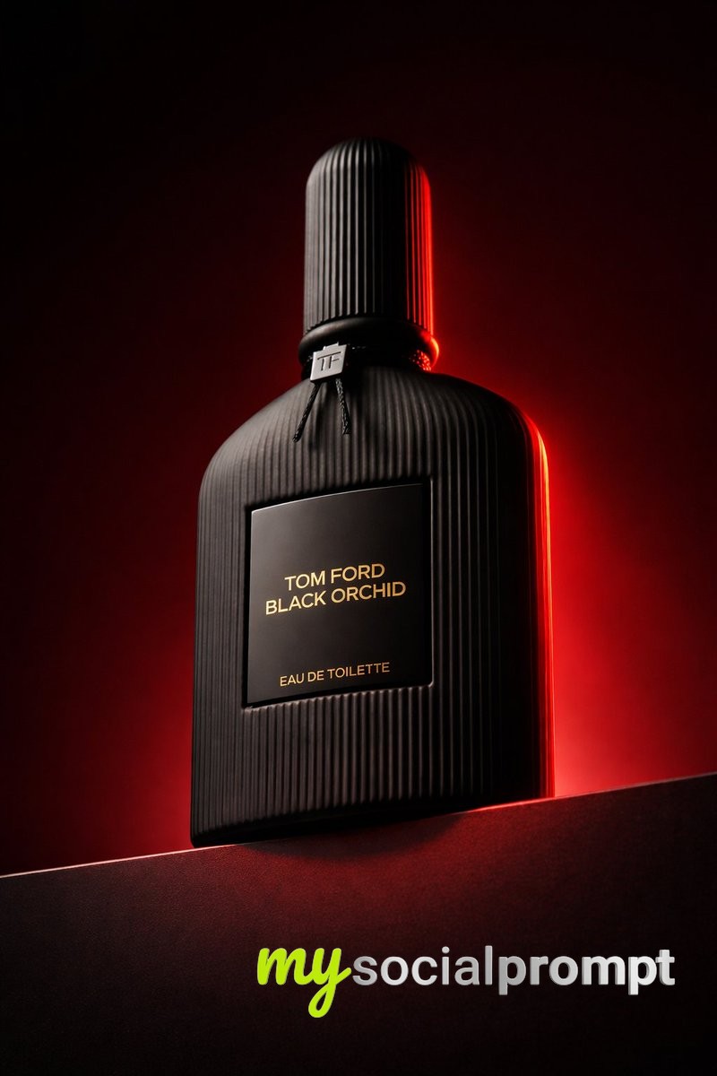nanobanana prompt: Dramatic Low-Angle Luxury Fragrance Photography with Cinematic Lighting