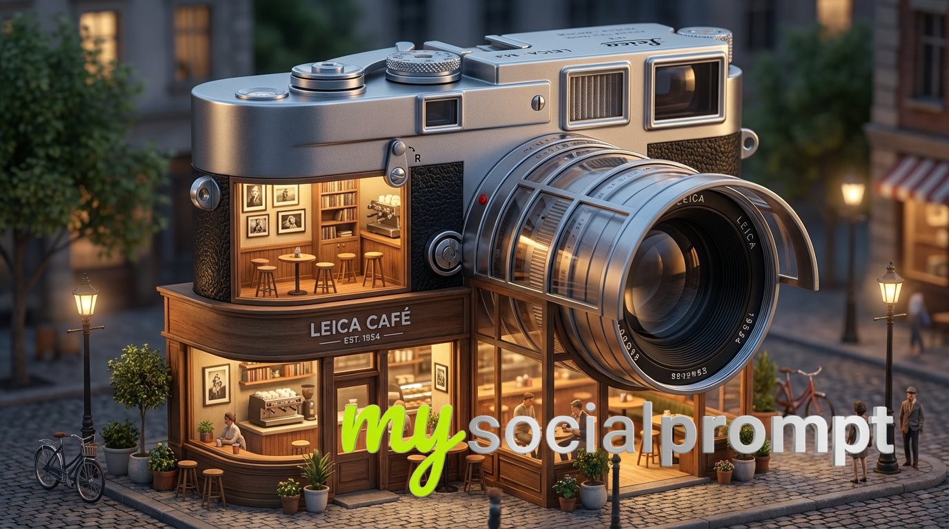 nanobanana prompt: Surreal Miniature Café with Cinematic Lighting & Hyperrealism 4
