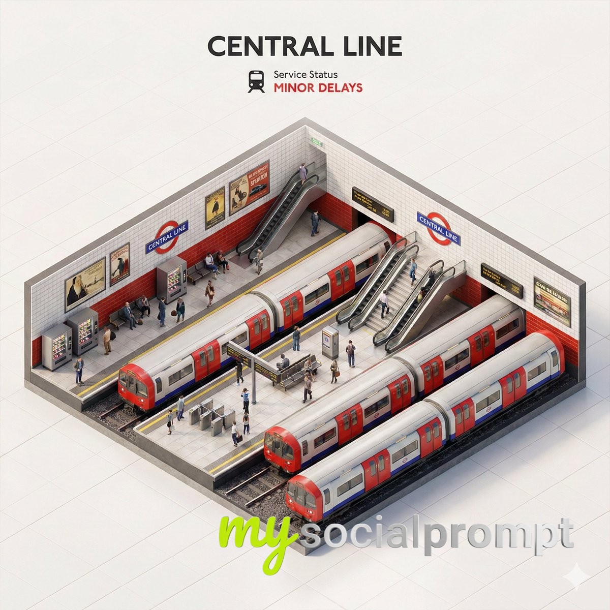 nanobanana prompt: Isometric Subway Diorama with Editorial Infographic Style