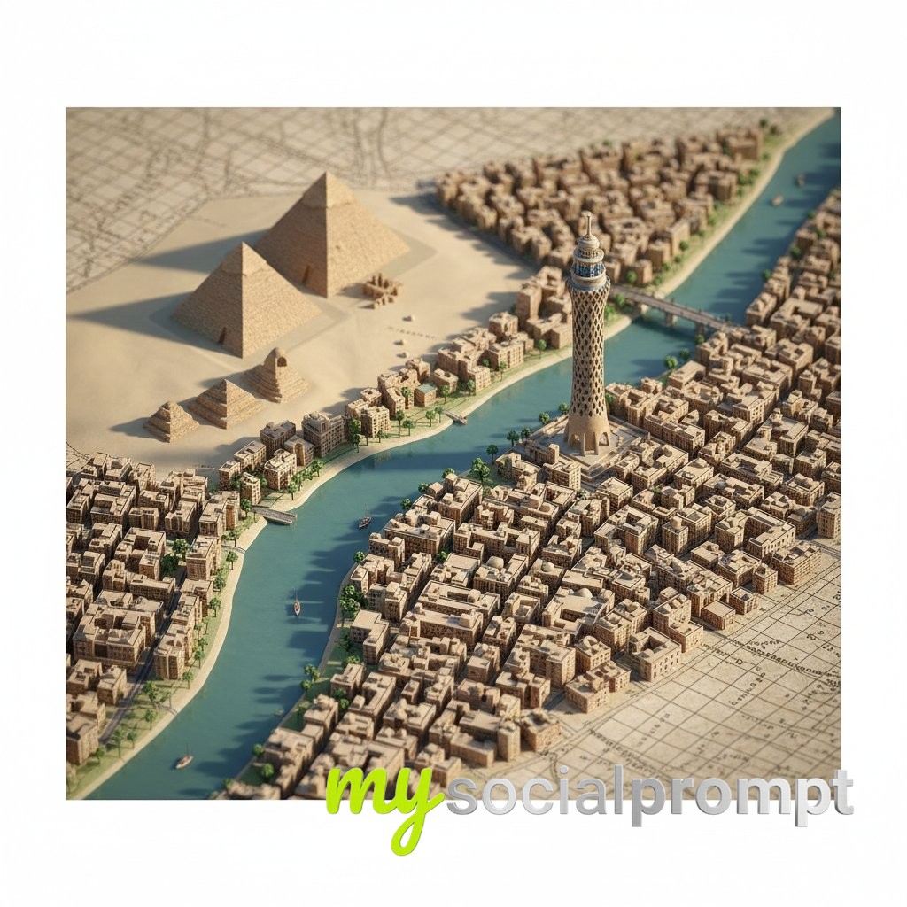 nanobanana prompt: Isometric Diorama Map with Cinematic Lighting & Vintage Cartography 4