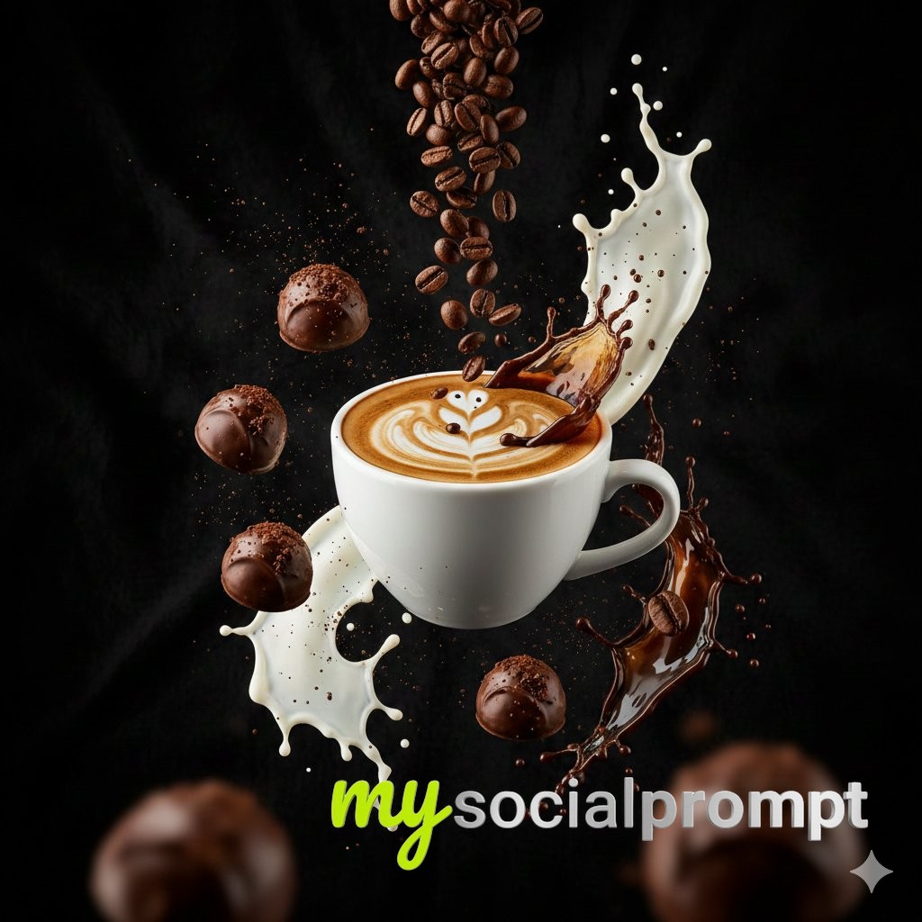 nanobanana prompt: Ultra-Cinematic Coffee Splash Photography with Hyper-Detailed Textures
