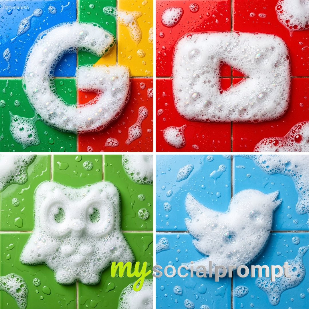 nanobanana prompt: Soap Foam Logo Sculpture on Wet Tiles, Product Photography Style