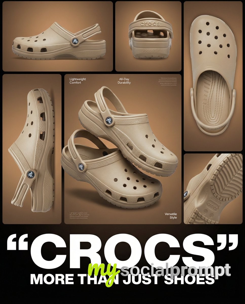 nanobanana prompt: Modern Crocs Collage with Cinematic Lighting & Minimalist Composition