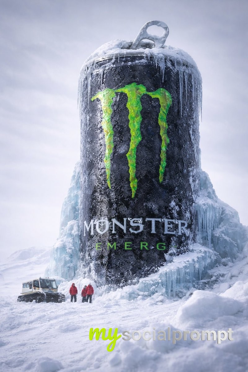 nanobanana prompt: Hyper-realistic Arctic Monument with Cinematic Lighting 2