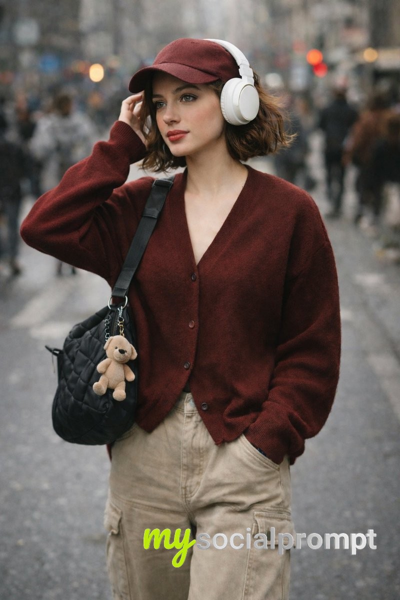 nanobanana prompt: Urban Candid Portrait with Cinematic Street Style 2