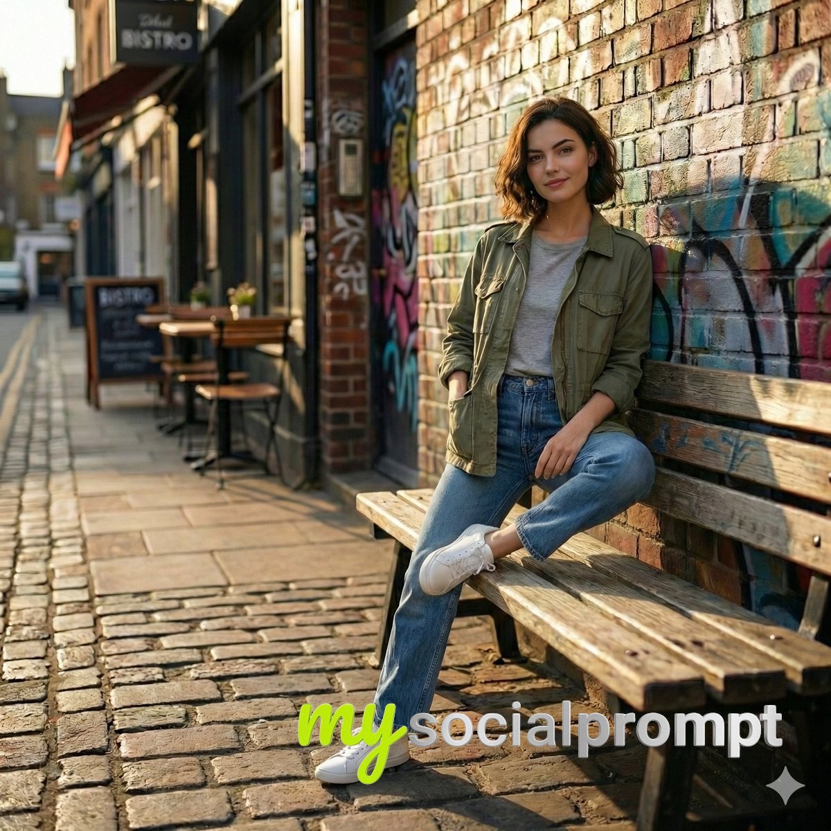 nanobanana prompt: Cinematic Urban Portrait with Graffiti & Golden Hour Lighting 2