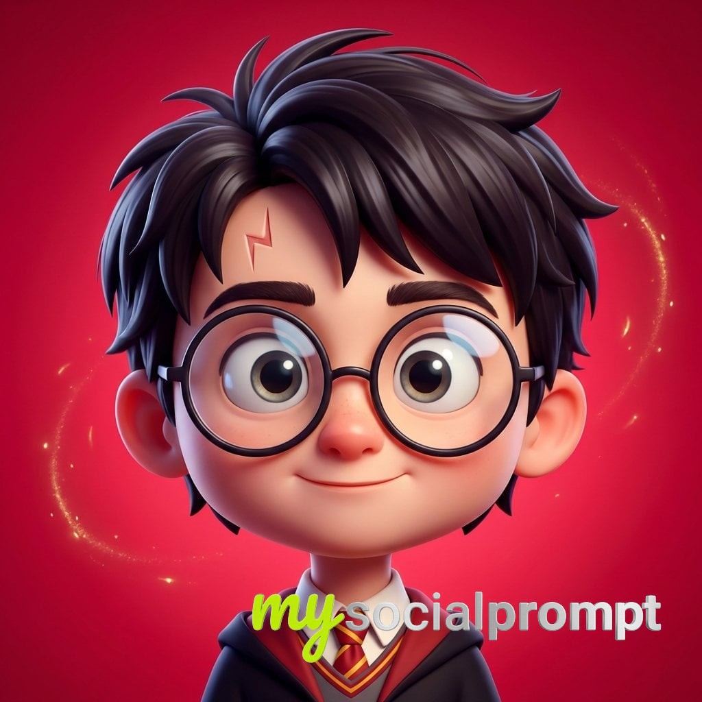 nanobanana prompt: Pixar-Style Harry Potter Caricature, Cinematic 3D CGI Portrait 4