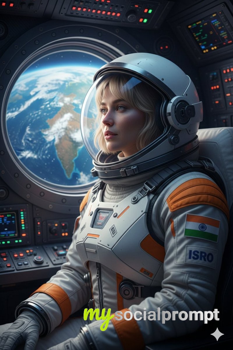 nanobanana prompt: Cinematic Astronaut Portrait with Earth Illumination