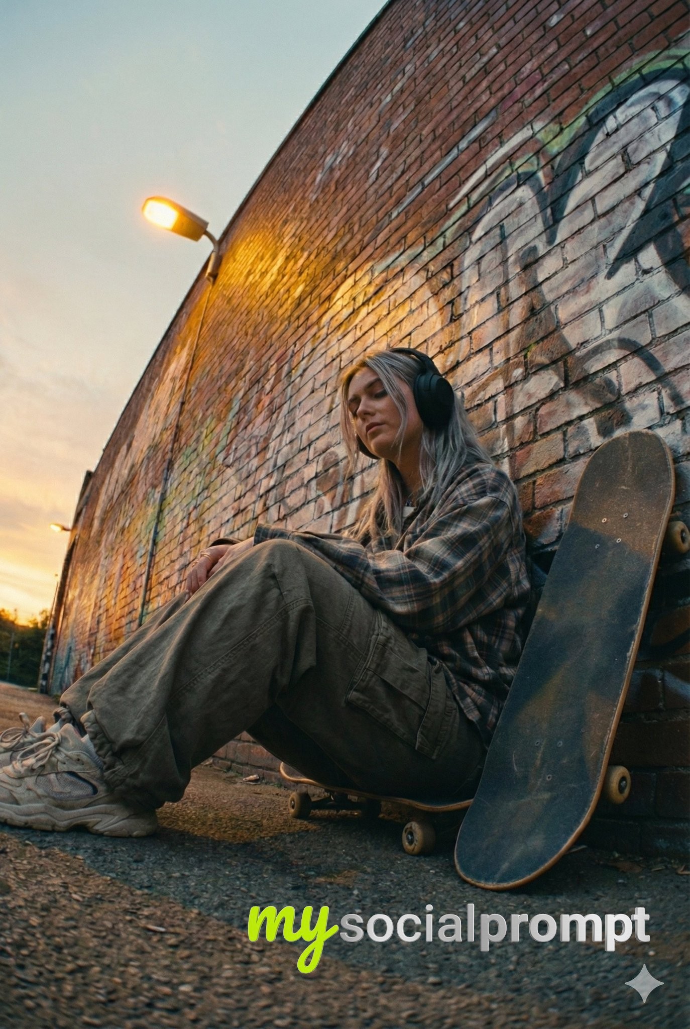 nanobanana prompt: Cinematic Street Portrait with Urban Solitude