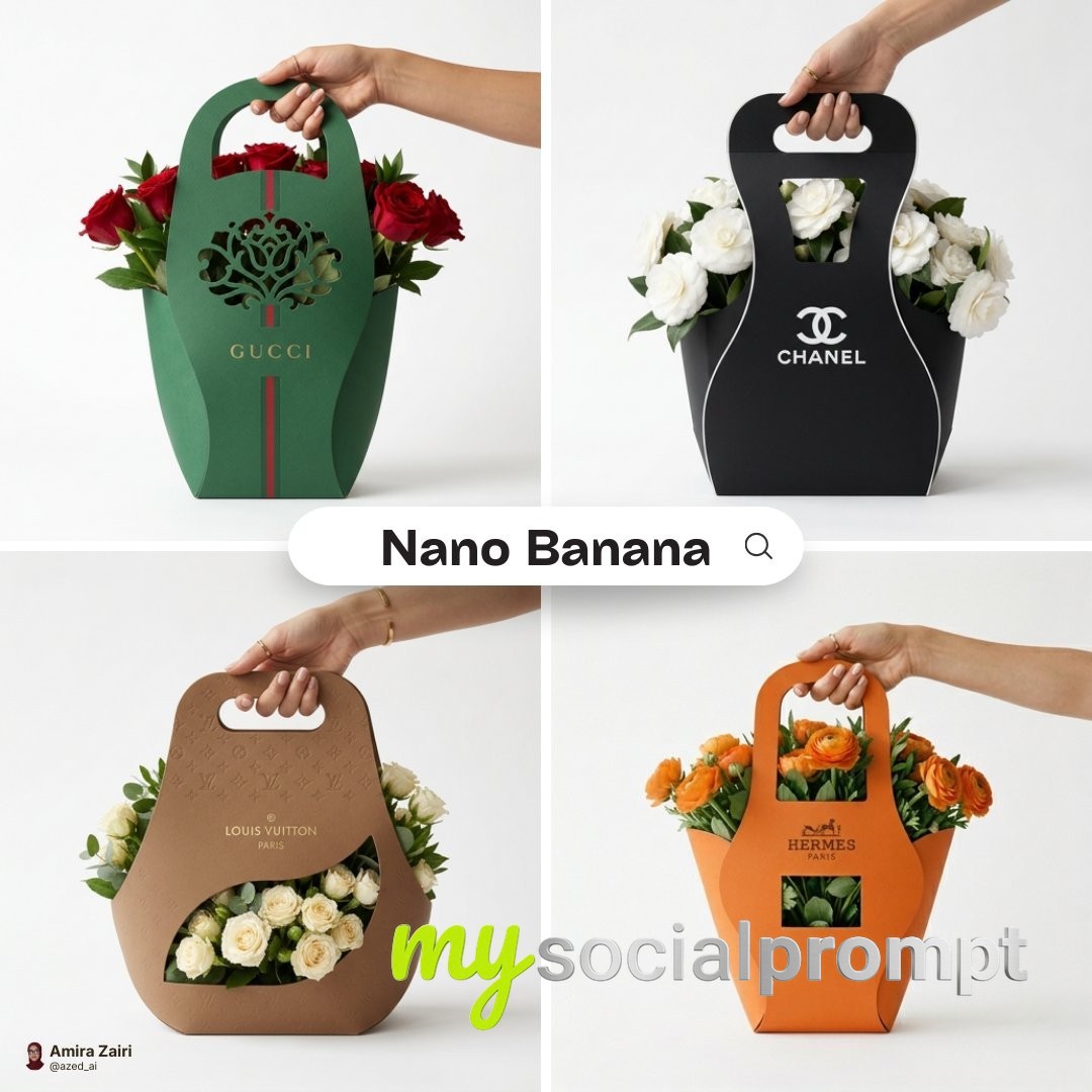 nanobanana prompt: Minimalist Eco-Friendly Flower Packaging with Brand Identity