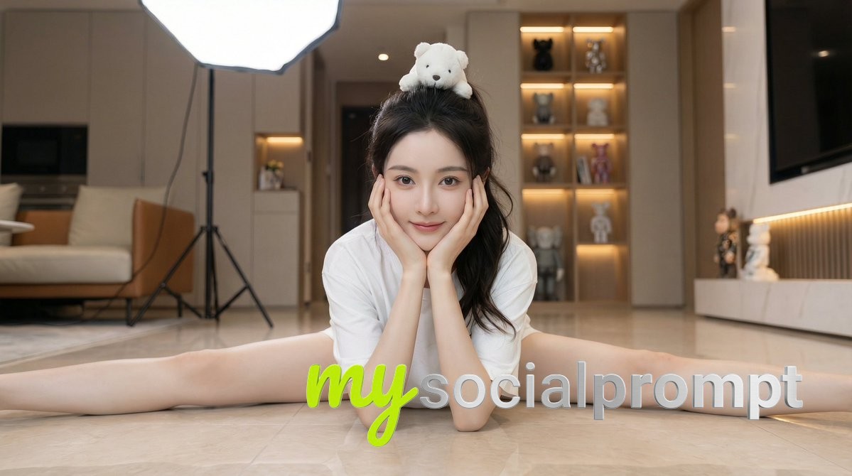 nanobanana prompt: Editorial Portrait of Chinese Idol in Minimalist Studio Lighting 3