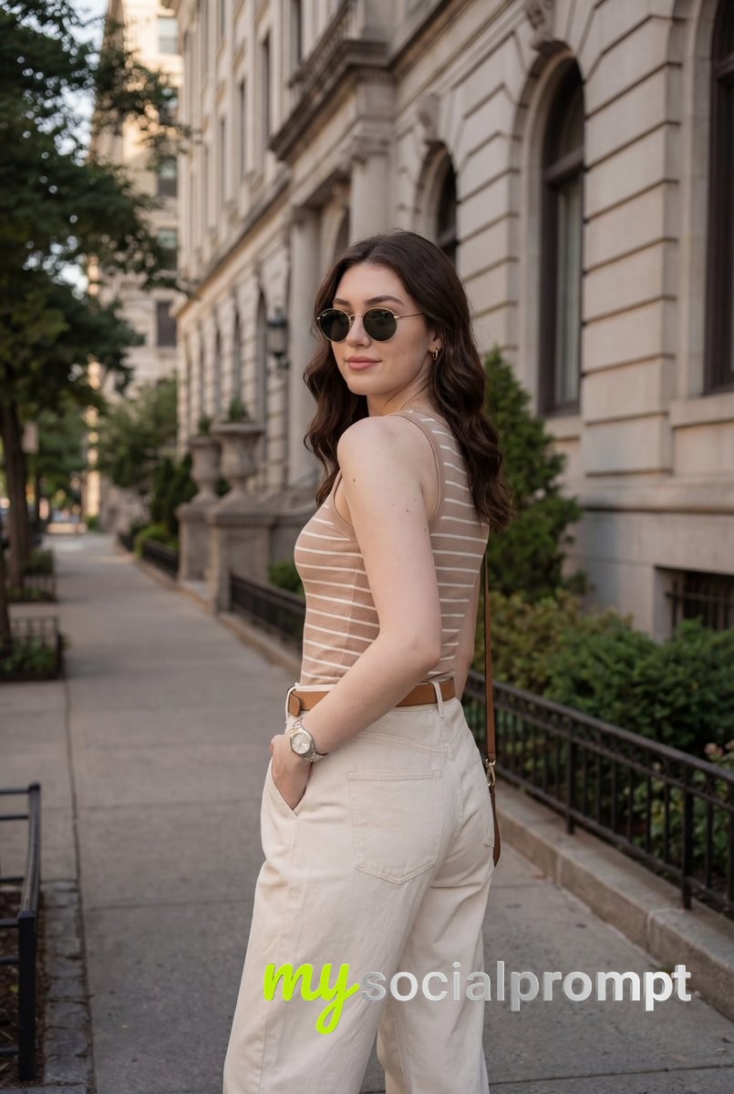 nanobanana prompt: Urban Fashion Portrait with Cinematic Lighting & Minimalist Composition 2