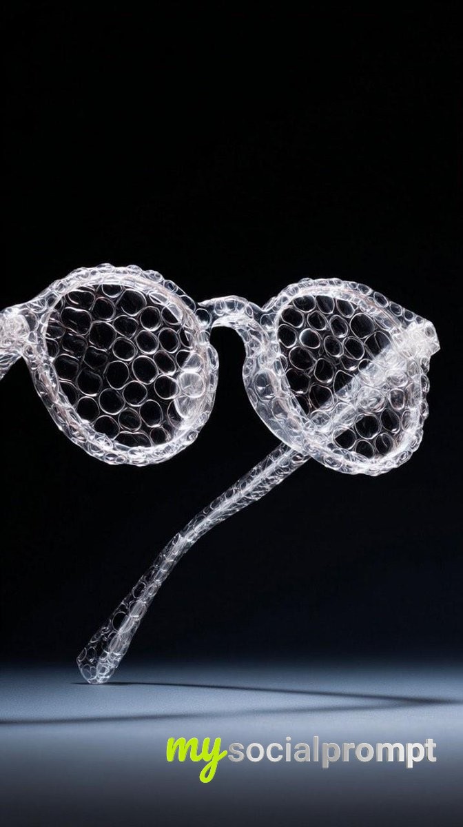 nanobanana prompt: Bubble Wrap Fashion Editorial with Minimalist Studio Lighting