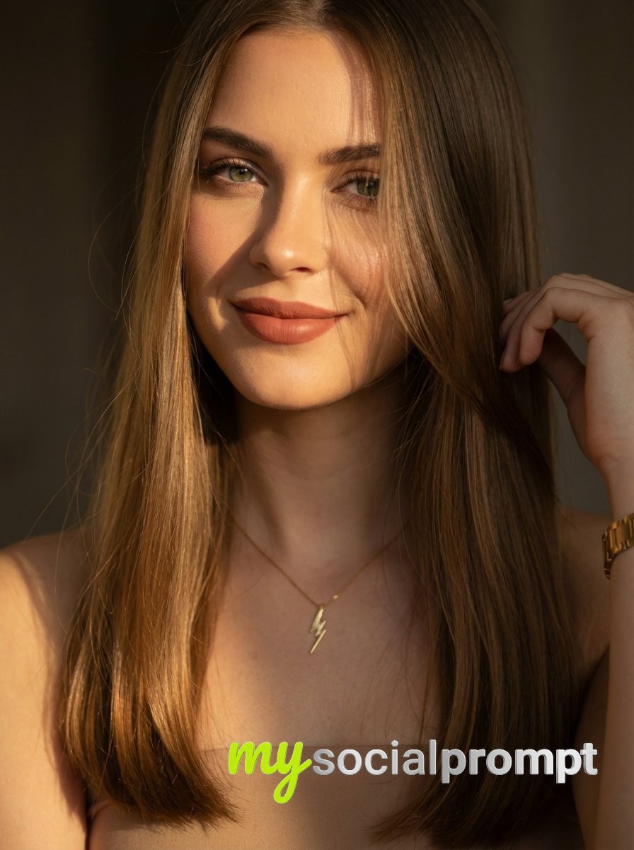 nanobanana prompt: Cinematic Portrait with Golden Hour Lighting & Shallow Depth of Field