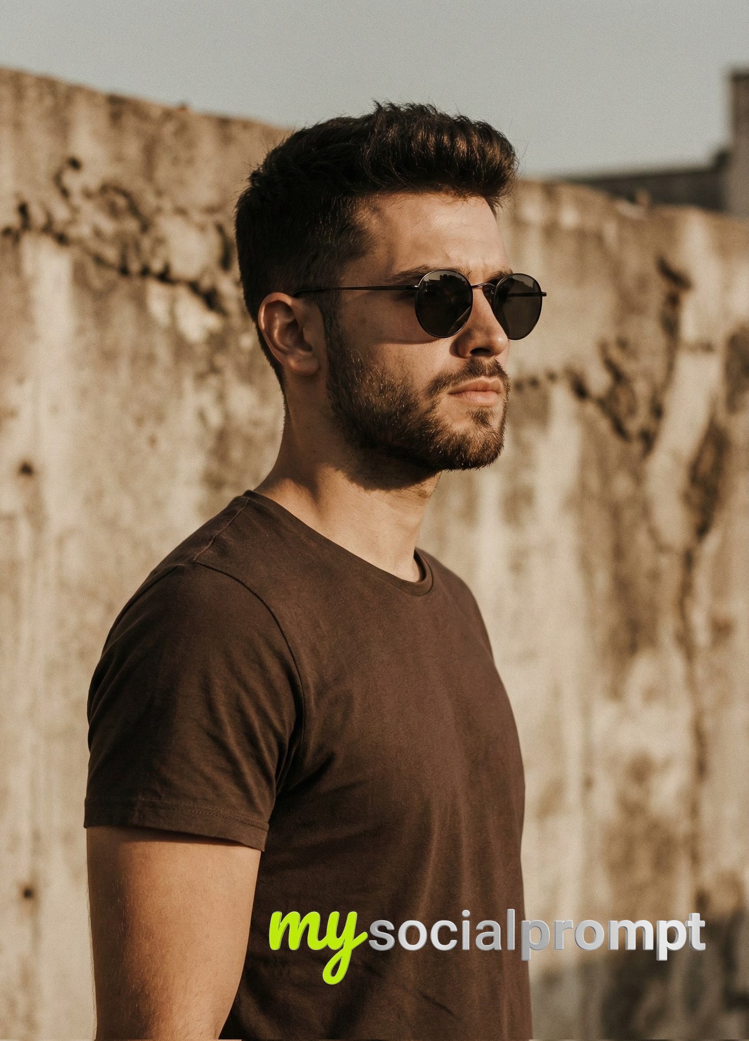 nanobanana prompt: Cinematic Portrait with Golden-Hour Lighting & Textured Concrete