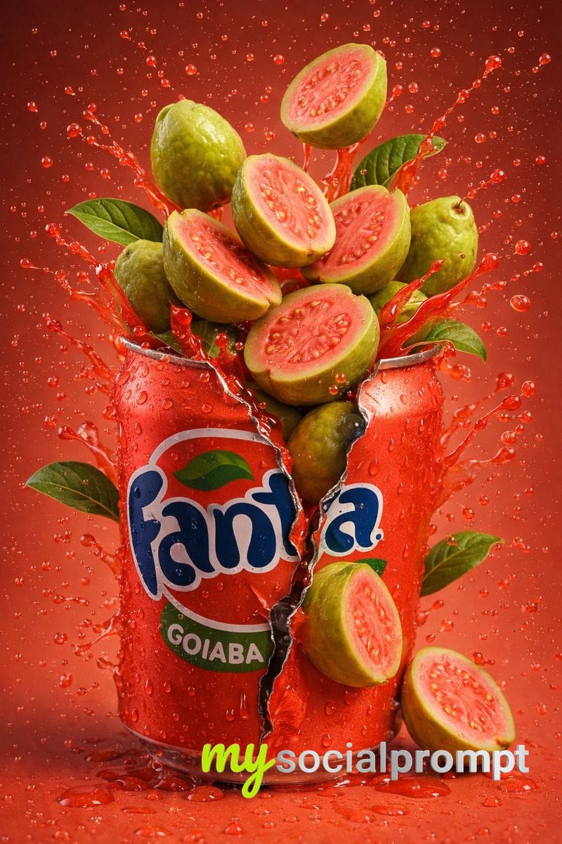nanobanana prompt: Hyper-realistic Soda Can Explosion Photography with Studio Lighting 3