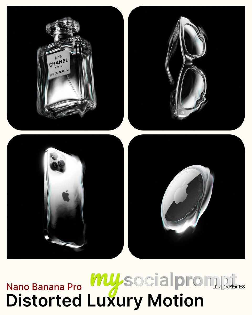 nanobanana prompt: Avant-Garde Luxury Product Photography with Abstract Distortion