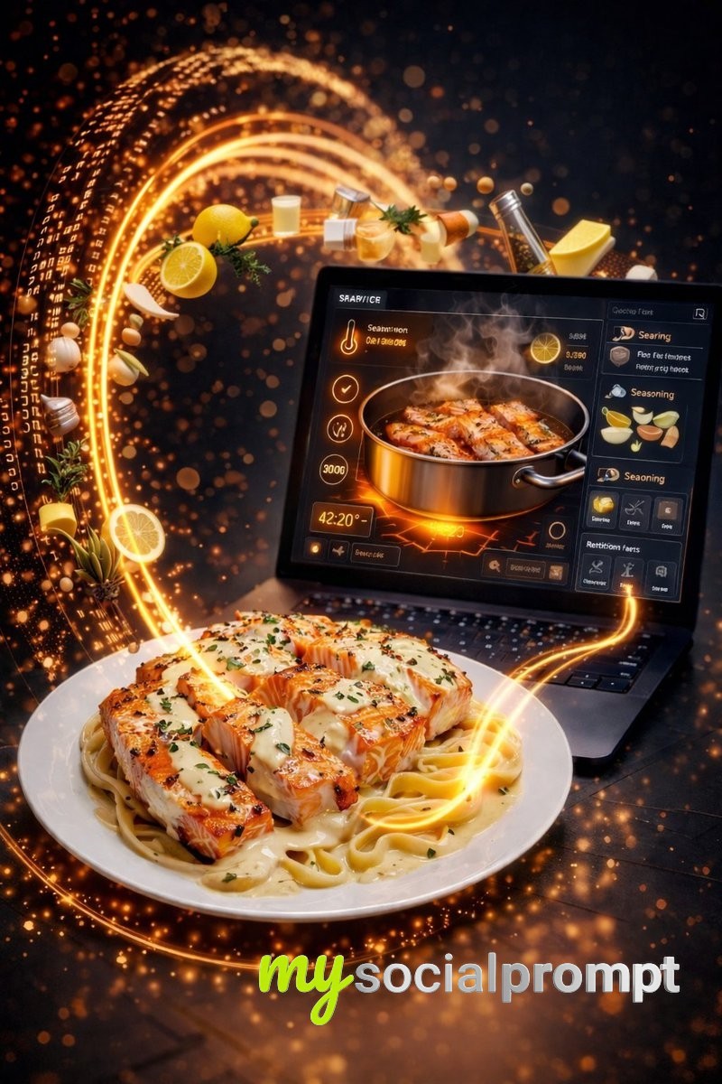 nanobanana prompt: Futuristic Culinary Tech Visualization with Cinematic Lighting 2