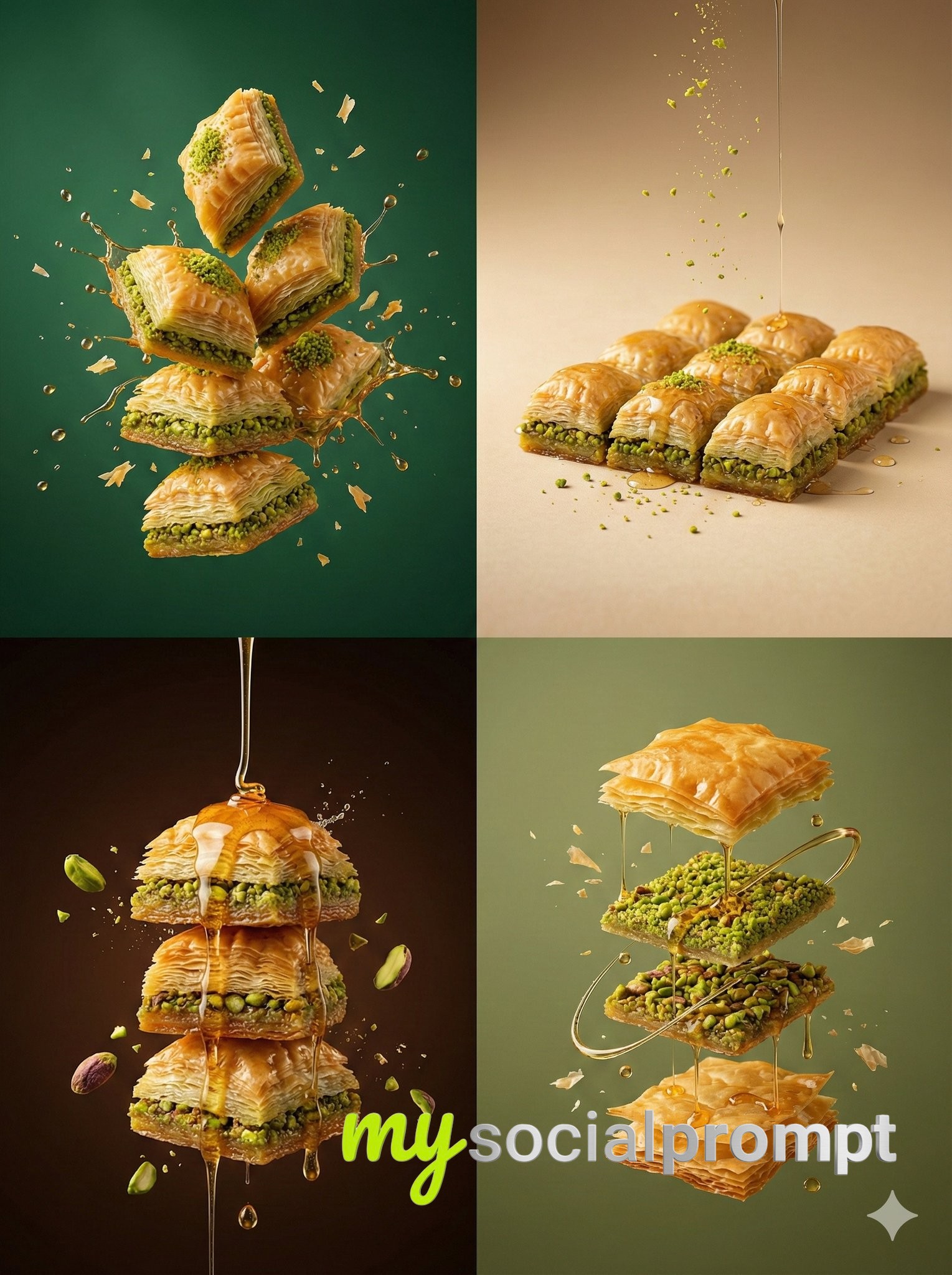 nanobanana prompt: Hyper-Realistic Baklava Photography with Cinematic Motion