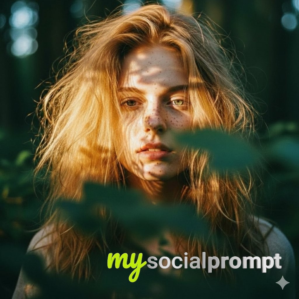 nanobanana prompt: Cinematic Forest Portrait with Hyper-realistic Skin Textures