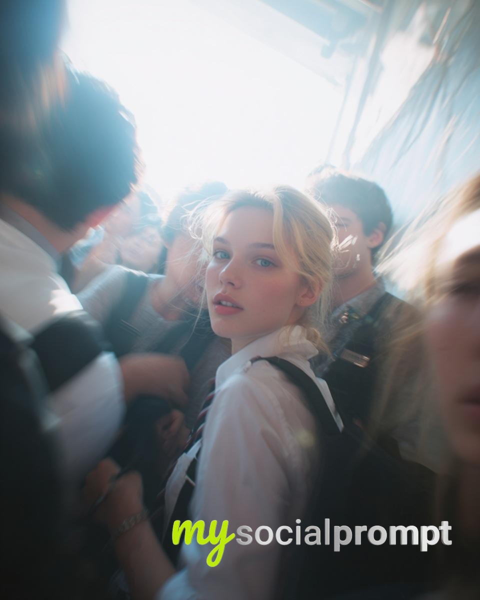 nanobanana prompt: Paparazzi-Style Cinematic Portrait with Harsh Flash Lighting 3