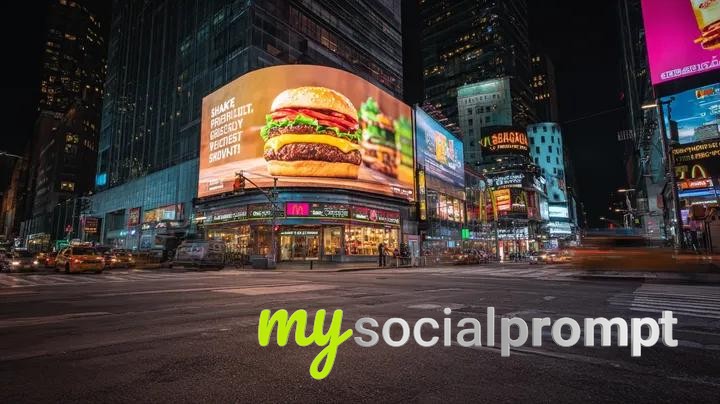 nanobanana prompt: Cinematic Night Cityscape with Hyper-realistic LED Advertising