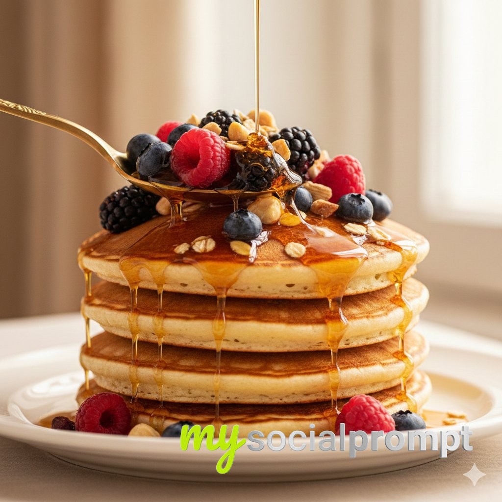 nanobanana prompt: Cinematic Pancake Commercial with Hyper-realistic 8K Detail
