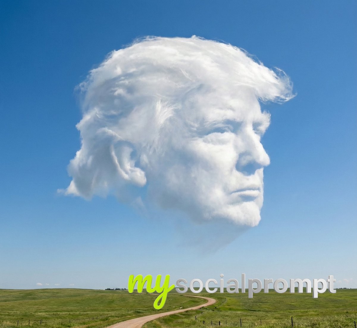 nanobanana prompt: Ultra-realistic sky scene with cloud silhouette of [PERSON] over landscape 4
