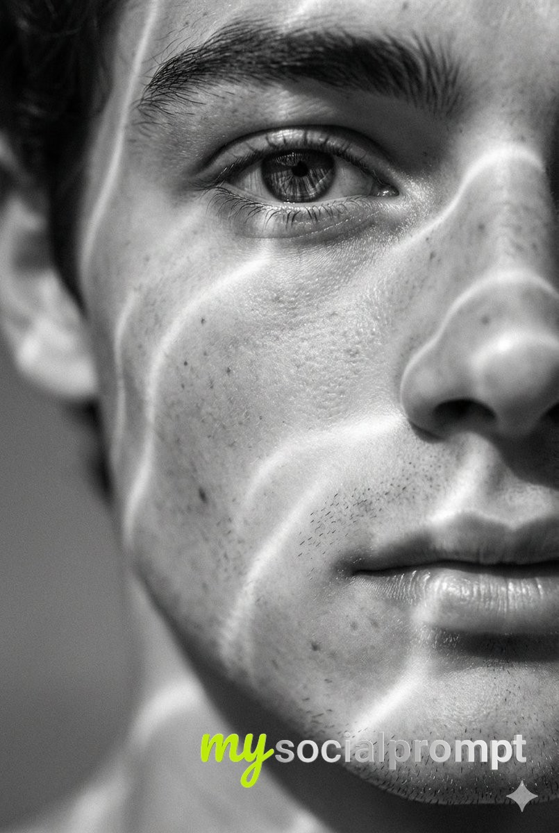 nanobanana prompt: Hyperrealistic Monochrome Portrait with Surreal Cinematic Lighting